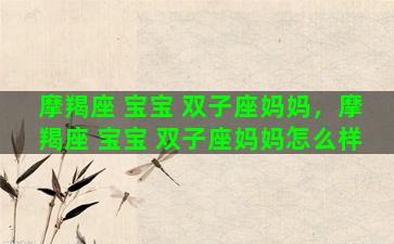 摩羯座 宝宝 双子座妈妈，摩羯座 宝宝 双子座妈妈怎么样